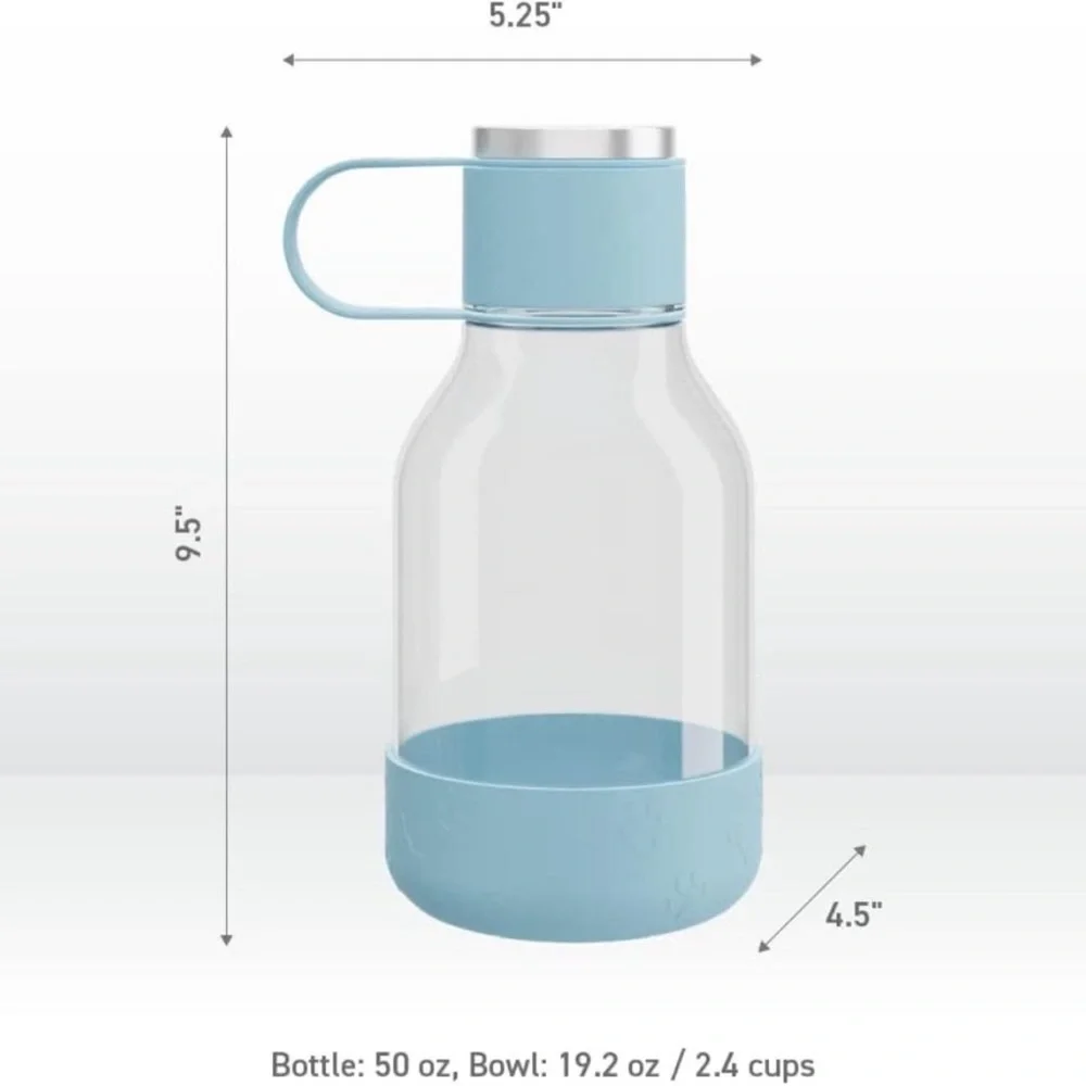 Asobu Water Tritan Bottle with Dog Bowl Attached 50 Ounces Blue